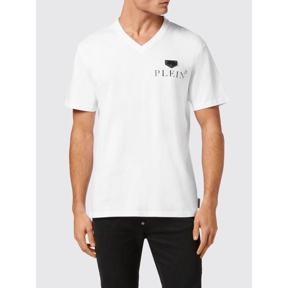 Philipp Plein Men Philipp Plein Slim Fit Cotton V-Neck T-Shirt With Logo